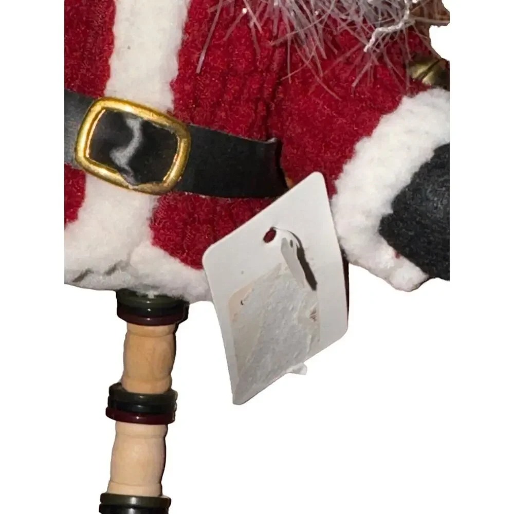 Santa Clause Ornament Decor Glittery Beard Button Legs Holiday Party Festivities